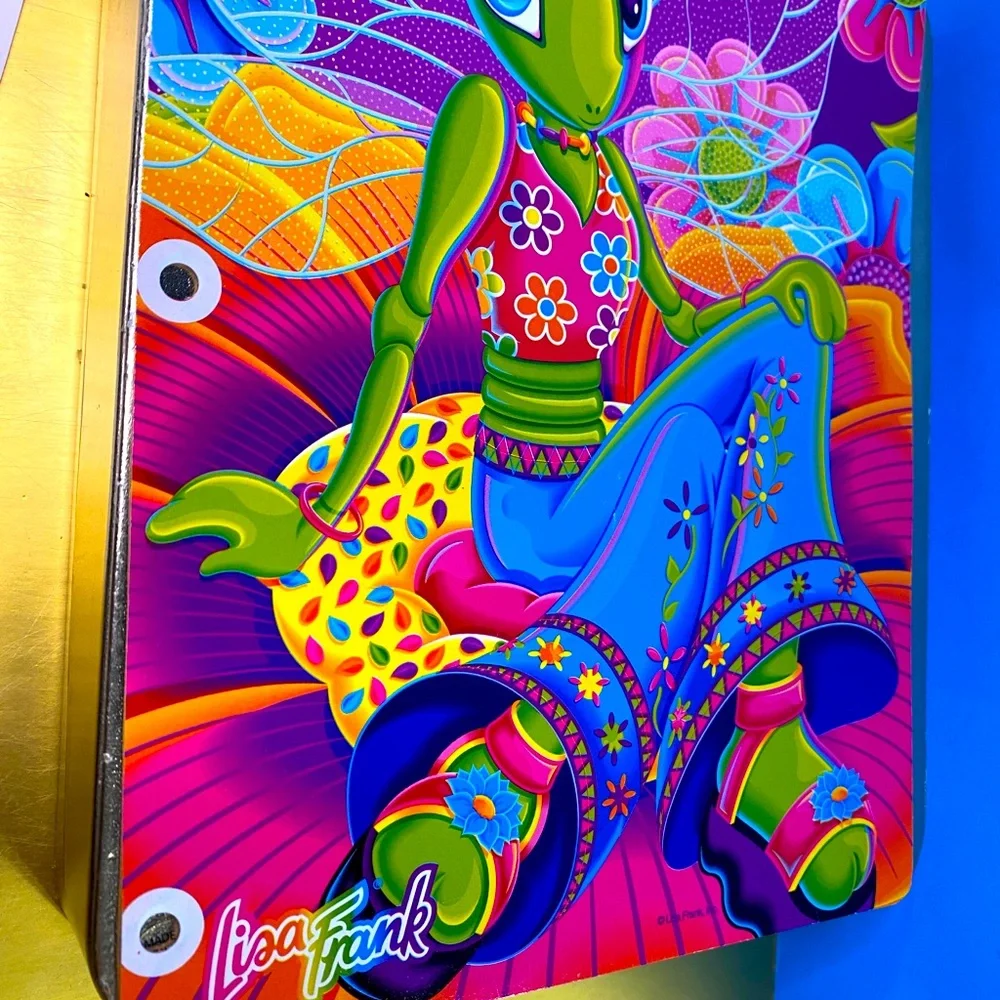 LISA FRANK VTG FANTASTIC WORLD DIVA DRAGONFLY 3 HOLE BINDER DIVIDERS SET OF 2
